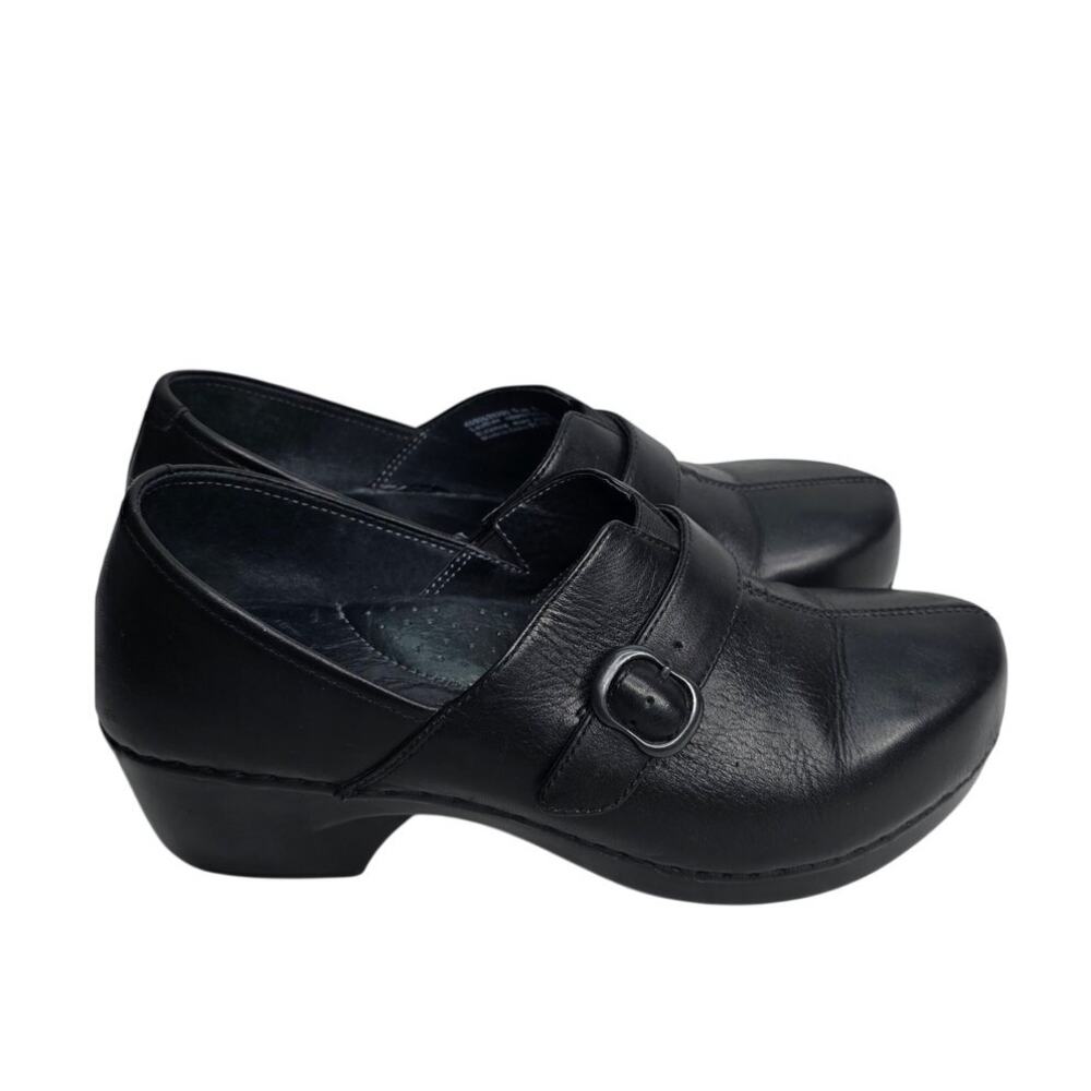 Dansko Black Leather Mary Jane Clog Comfort Shoes Size 10.5